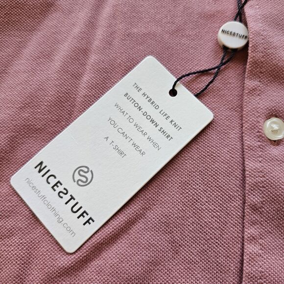 NWT Nice Stuff Clothing Long Sleeve Knit Button Down Shirt Size XL Red Mauve - Picture 8 of 10